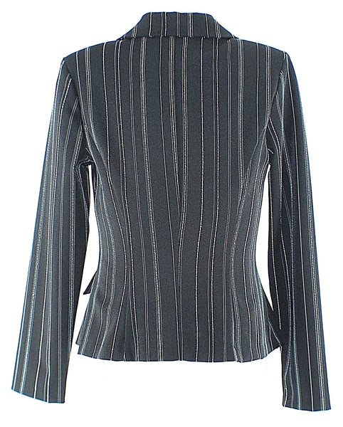 Modern Essentials Sz 5 Black Aqua Multi Stripe Polyester Spandex Jacket