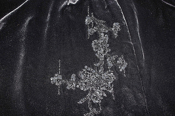 Bloomingdale's NOW NEW $248 Sz 6 Black Rayon Silk Velvet Sequin Beaded Lux Skirt