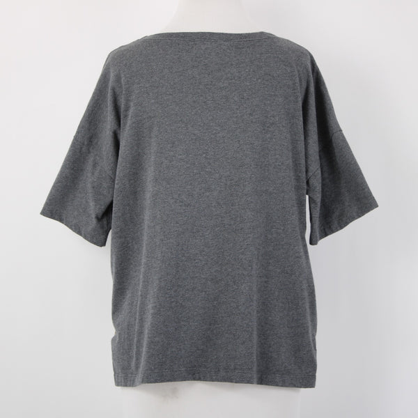 Etienne Marcel Top Sz M Gray Red Zipper Detail Crop Hi Lo 100% Cotton Top