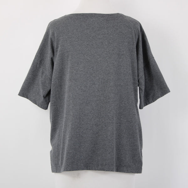 Etienne Marcel Top Sz M Gray Red Zipper Detail Crop Hi Lo 100% Cotton Top