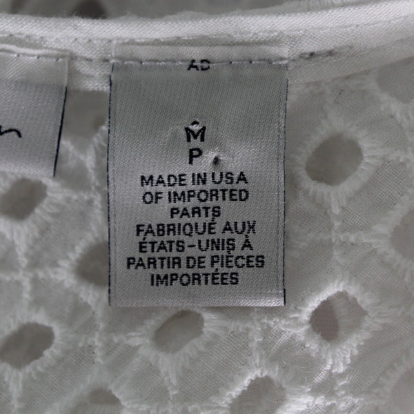 Halogen Sz MP White Lace Eyelet Overlay Lined Fit n Flare Cotton Rayon Lnd Dress