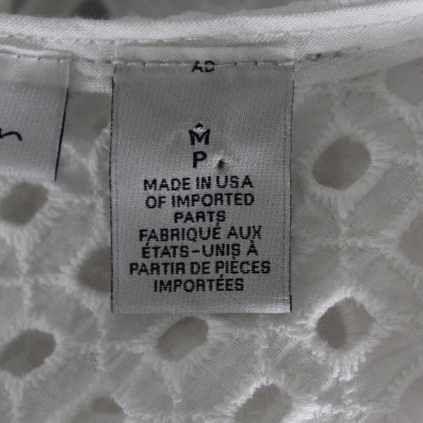 Halogen Sz MP White Lace Eyelet Overlay Lined Fit n Flare Cotton Rayon Lnd Dress