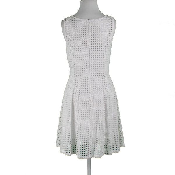 Halogen Sz MP White Lace Eyelet Overlay Lined Fit n Flare Cotton Rayon Lnd Dress