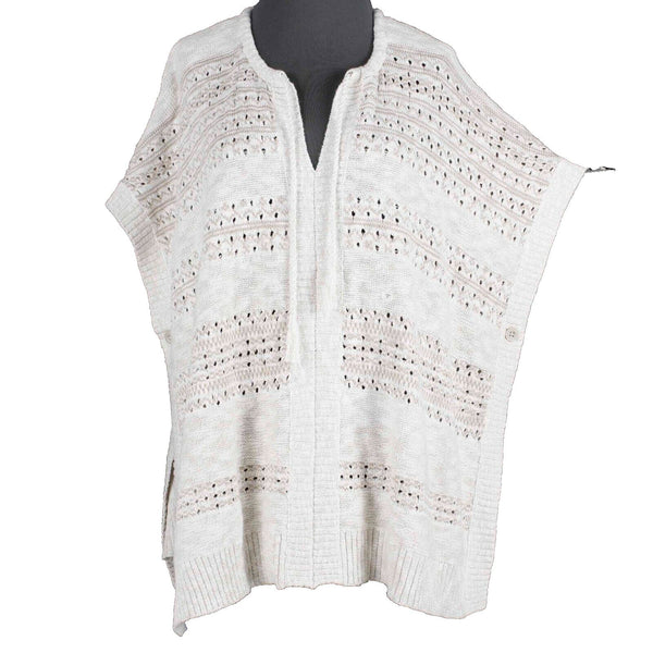 Eddie Bauer NEW $80 Sz XS Cream Tan Poncho Pullover Cotton Acrylic Wrap Sweater