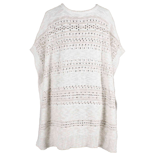 Eddie Bauer NEW $80 Sz XS Cream Tan Poncho Pullover Cotton Acrylic Wrap Sweater