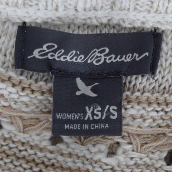 Eddie Bauer NEW $80 Sz XS Cream Tan Poncho Pullover Cotton Acrylic Wrap Sweater