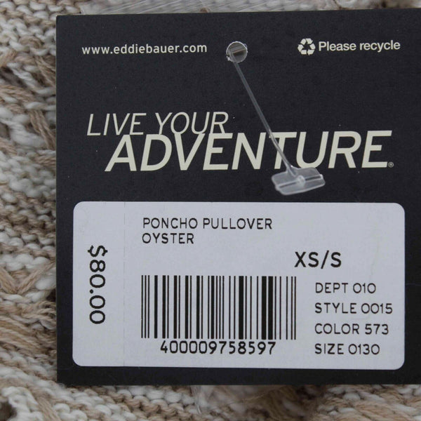 Eddie Bauer NEW $80 Sz XS Cream Tan Poncho Pullover Cotton Acrylic Wrap Sweater