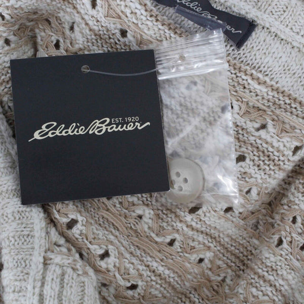 Eddie Bauer NEW $80 Sz XS Cream Tan Poncho Pullover Cotton Acrylic Wrap Sweater