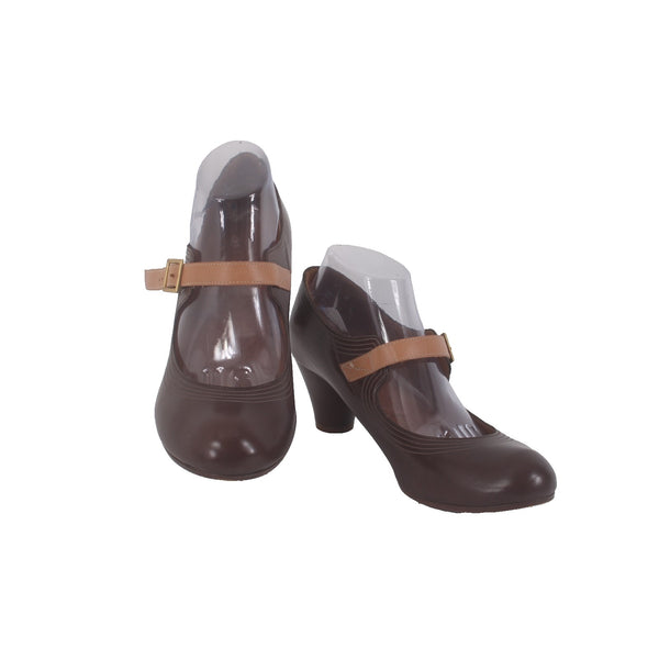 Chie Mihara Heels Sz 41 Brown Tan Buckle Closure Leather 2" Heels