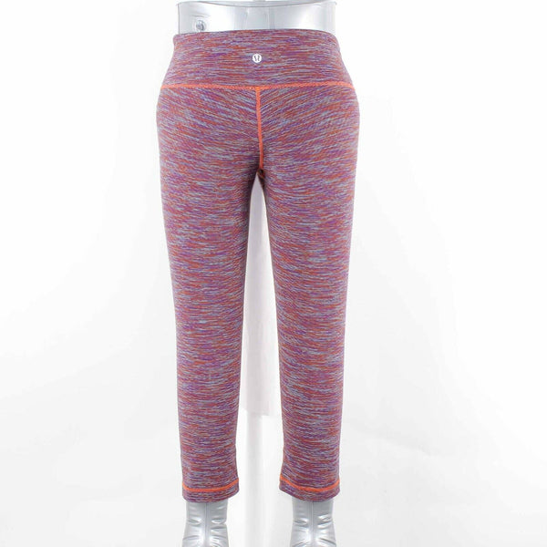 Lululemon Sz 8 x 21 Purple Orange Multi Stretchy Activewear Capri Pant