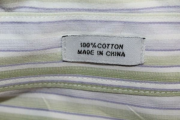 Calvin Klein Sz 2X White Lime Multi Classic Fit Button Up 100% Cotton Shirt