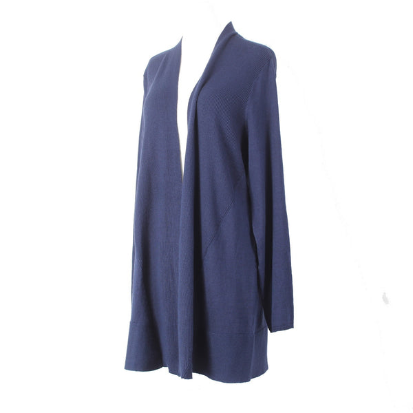 Chicos Sweater Wrap NEW $80 Sz 2 Kings Navy Rib Mix Sweater Rayon Wrap