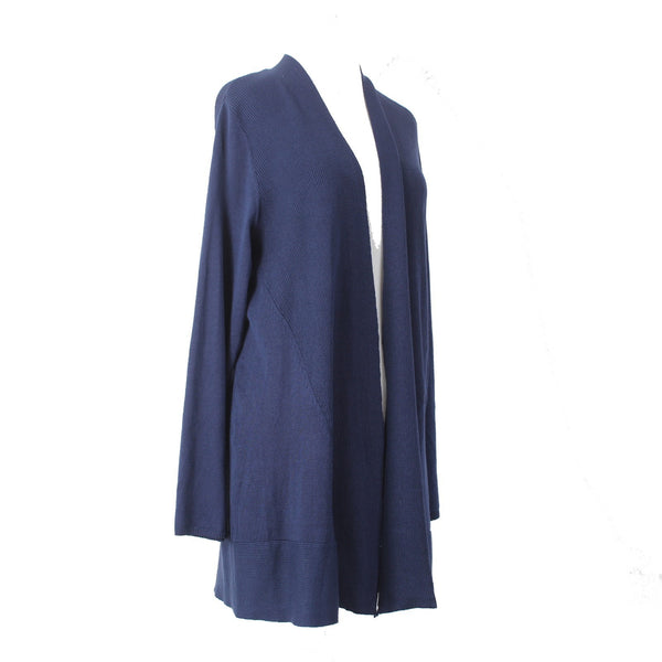 Chicos Sweater Wrap NEW $80 Sz 2 Kings Navy Rib Mix Sweater Rayon Wrap
