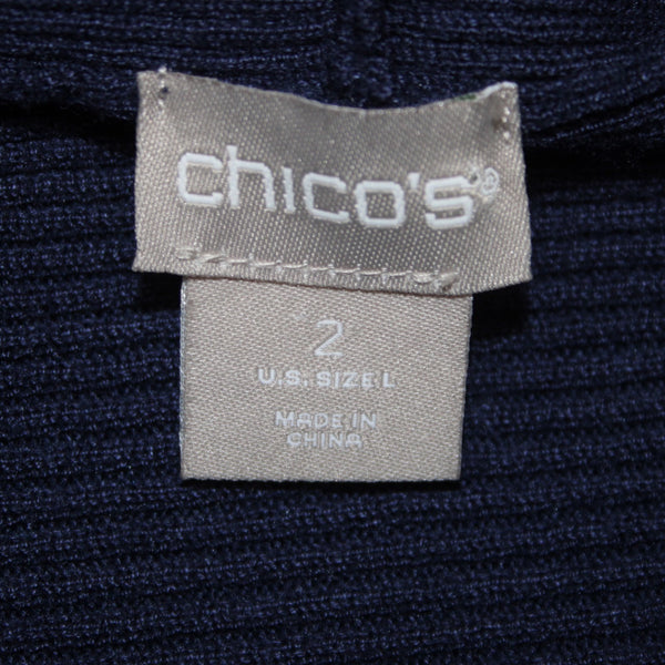 Chicos Sweater Wrap NEW $80 Sz 2 Kings Navy Rib Mix Sweater Rayon Wrap