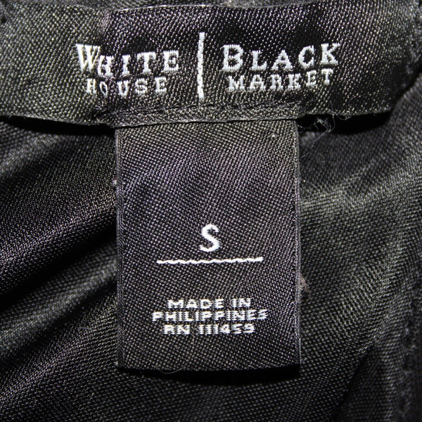 White House Black Market Sz S Black Silver Beaded Lined 100% Rayon Poly Dress