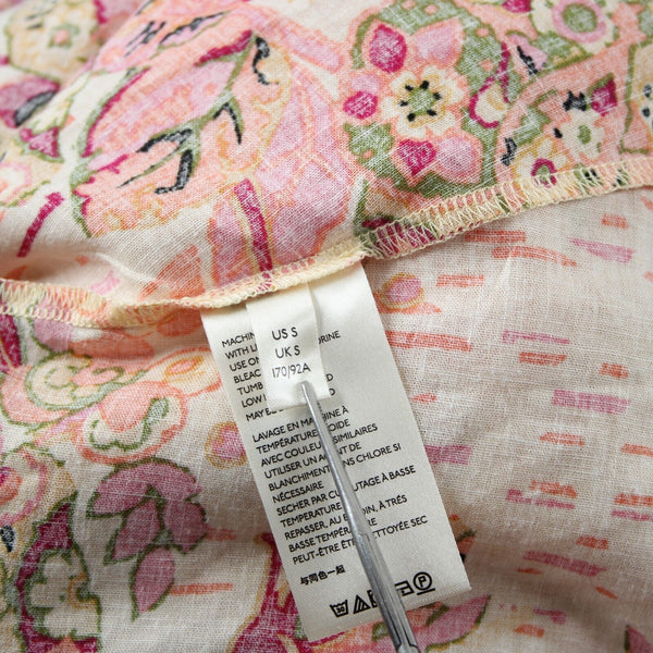 Free People NEW $108 Sz SP Pink Combo Ruffle Open Back Linen Viscose Dress