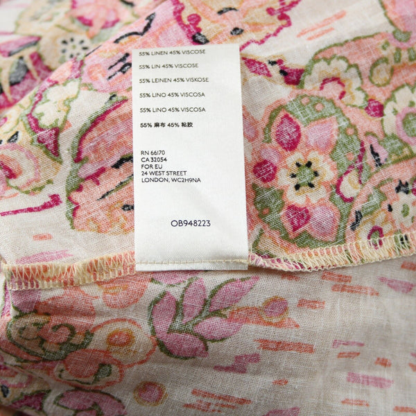 Free People NEW $108 Sz SP Pink Combo Ruffle Open Back Linen Viscose Dress