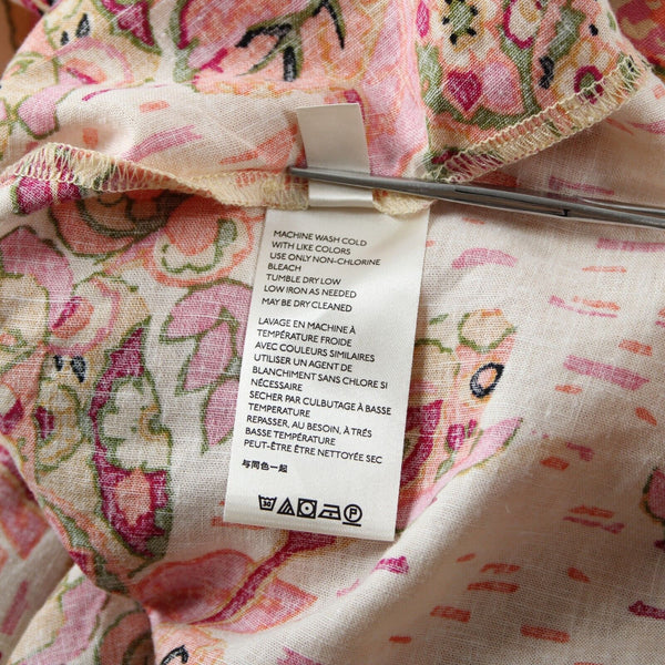 Free People NEW $108 Sz SP Pink Combo Ruffle Open Back Linen Viscose Dress