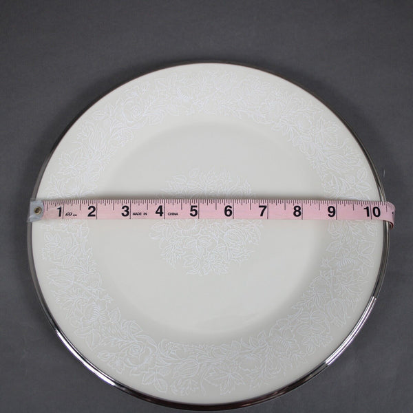 Lenox Moonspun Cream White Silver Platinum? Trim Floral Design China 10.5" Plate