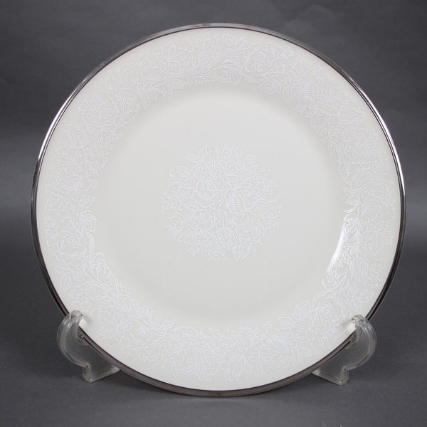 Lenox Moonspun Cream White Silver Platinum? Trim Floral Design China 10.5" Plate