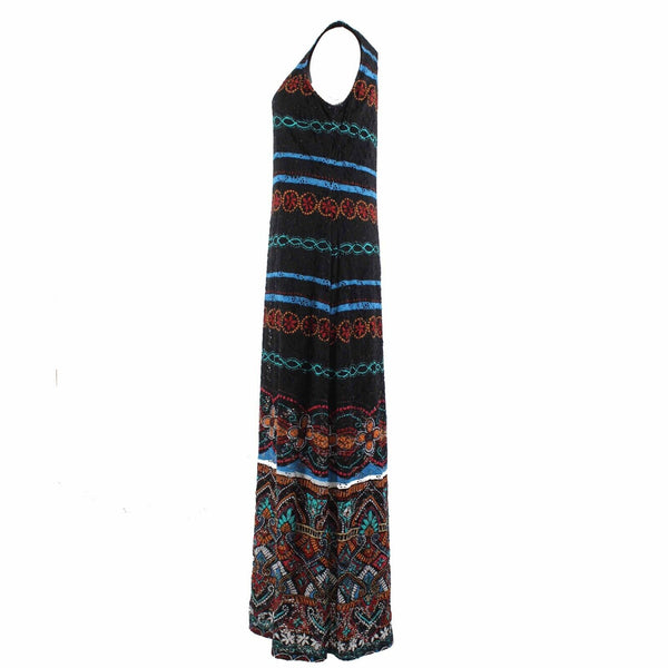 Ronni Nicole Sz 8 Black Multi Tank Lace Overlay Nylon Spandex Lined Maxi Dress