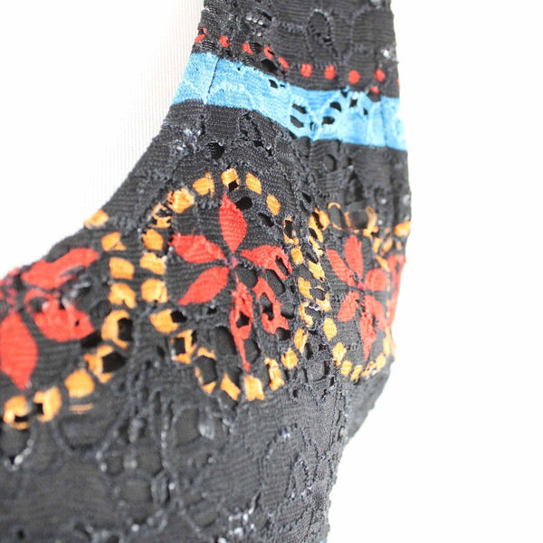 Ronni Nicole Sz 8 Black Multi Tank Lace Overlay Nylon Spandex Lined Maxi Dress