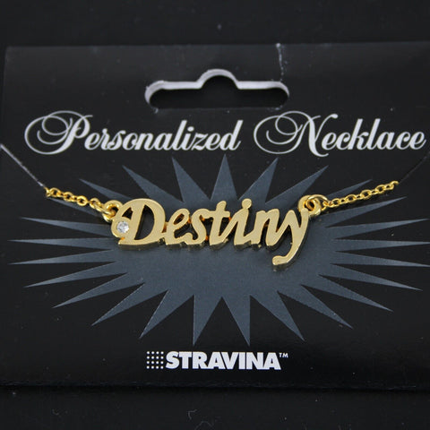 DESTINY NEW Name Goldtone Rhinestone Accent 14.5" w 4.5" Multi Ring Ext Necklace