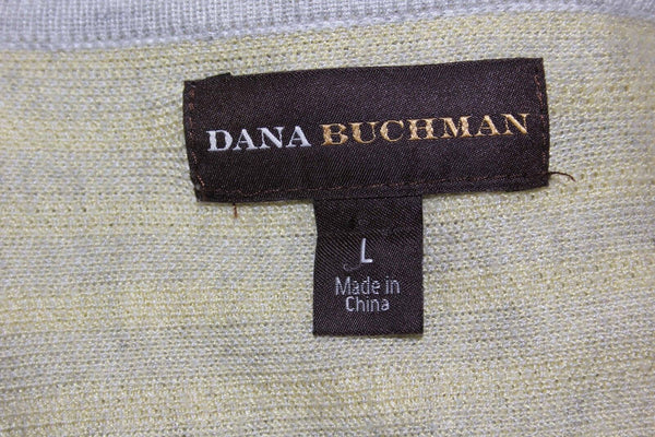 Dana Buchman Sz L GrayYellow Stripe High Low Viscose Sweater
