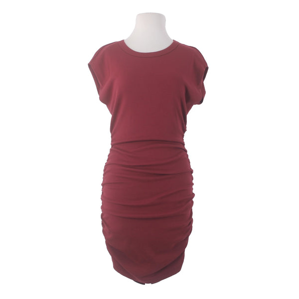 Michael Stars Dress Sz M Burgundy Red Ruching Round Neck Cotton Modal Dress