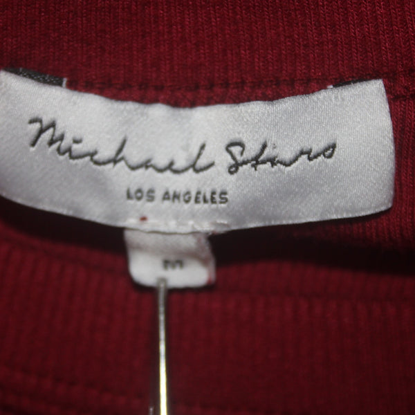 Michael Stars Dress Sz M Burgundy Red Ruching Round Neck Cotton Modal Dress
