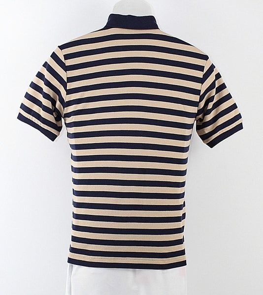Charter Club M Navy Tan Stripe Embroidered Crest Cotton Top
