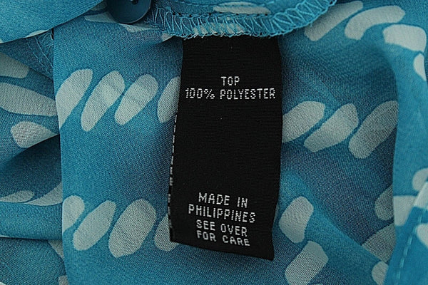 By & By NEW Size M Aqua White Button Front Tie Bottom 100% Polyester Top