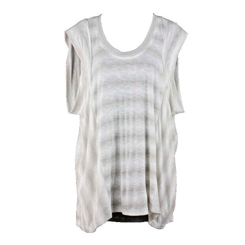 BCBG Maxazria NEW $118 Sz XS Cream Tan Stripe Rayon Poly Mailin Top