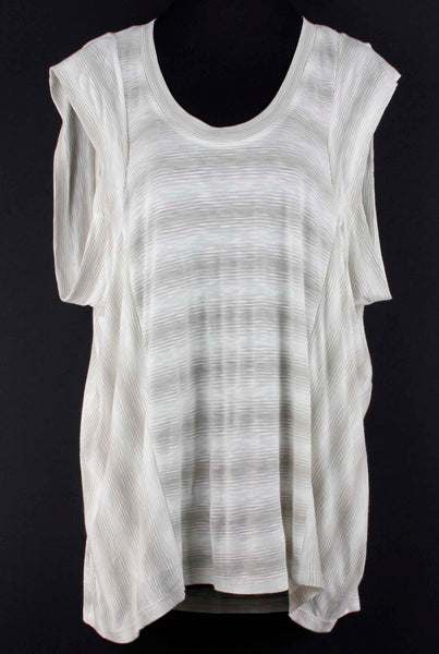BCBG Maxazria NEW $118 Sz XS Cream Tan Stripe Rayon Poly Mailin Top