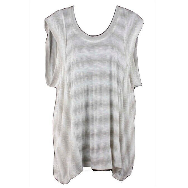 BCBG Maxazria NEW $118 Sz XS Cream Tan Stripe Rayon Poly Mailin Top