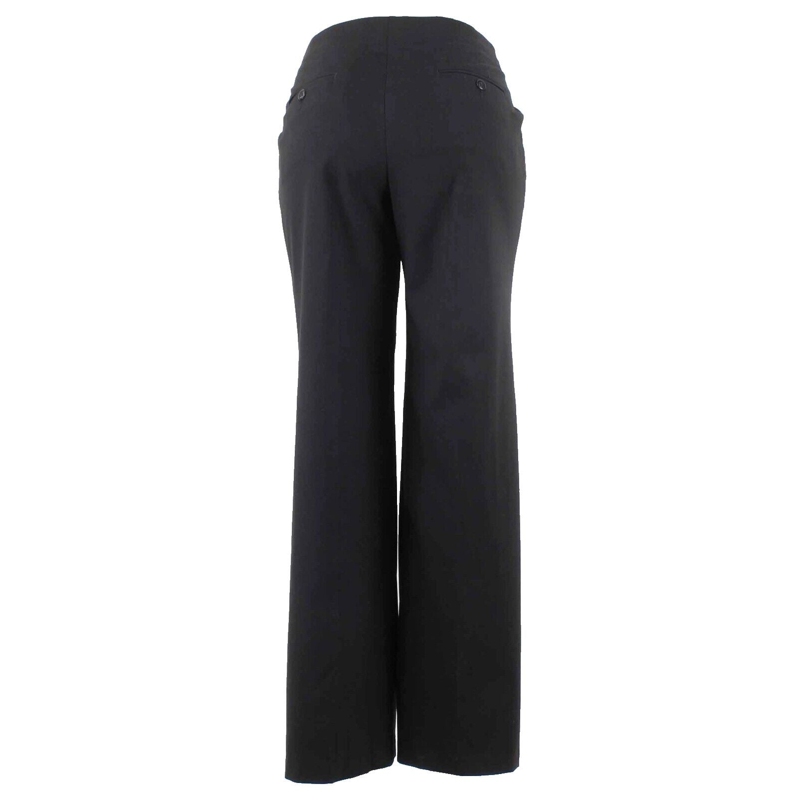 Chicos Sz 0 X 32 Black Regular Flared Pockets Polyester Viscose Dress Pant