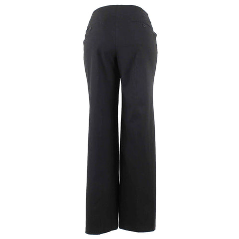 Chicos Sz 0 X 32 Black Regular Flared Pockets Polyester Viscose Dress Pant