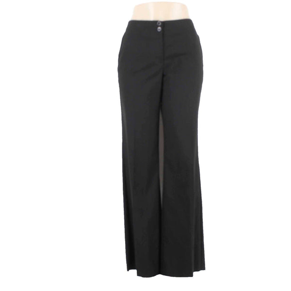Chicos Sz 0 X 32 Black Regular Flared Pockets Polyester Viscose Dress Pant