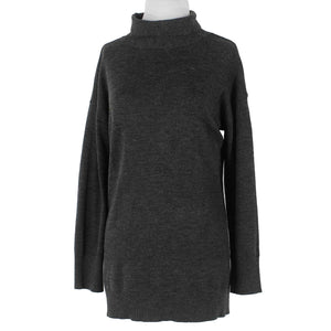 Joseph A Sz M Charcoal Gray Turtleneck Split Sides Acrylic Nylon Sweater