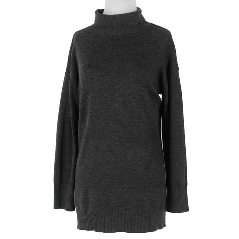 Joseph A Sz M Charcoal Gray Turtleneck Split Sides Acrylic Nylon Sweater