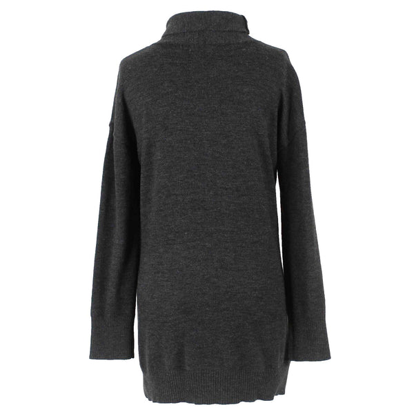 Joseph A Sz M Charcoal Gray Turtleneck Split Sides Acrylic Nylon Sweater