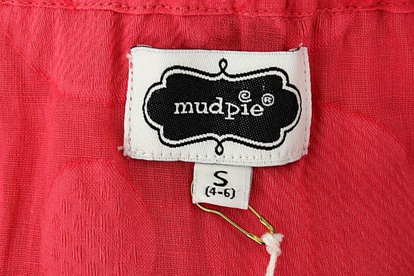 Mudpie NEW $35 Chloe Sz S Pink Watermelon 100% Cotton Ruffles Cover Up Top