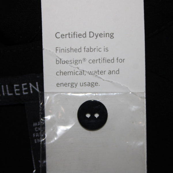 Eileen Fisher NEW Sz XS Black Sequin Shoulder 3/4 Sleeve Unlined Sheer Dress