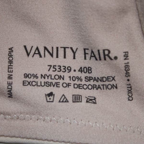 Vanity Fair Bra NEW $44 Sz 40B Beige Oth Brown Front Close Lightly Padded Wired