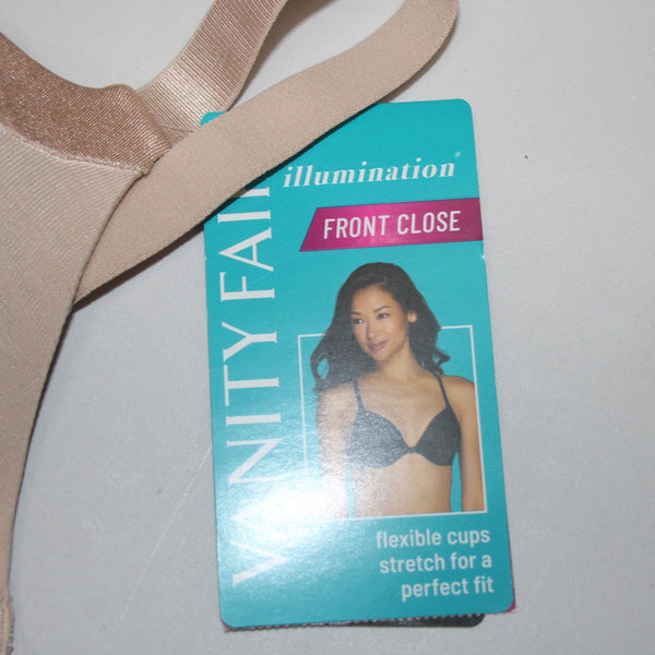 Vanity Fair Bra NEW $44 Sz 40B Beige Oth Brown Front Close Lightly Padded Wired