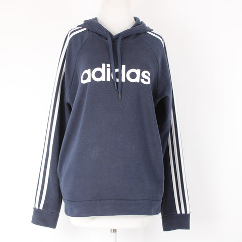 Adidas Sz S Navy Blue White Sleeve Stripes Adidas Logo Sweatshirt Hoodie Top