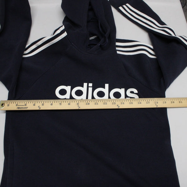 Adidas Sz S Navy Blue White Sleeve Stripes Adidas Logo Sweatshirt Hoodie Top