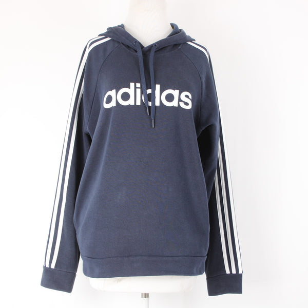Adidas Sz S Navy Blue White Sleeve Stripes Adidas Logo Sweatshirt Hoodie Top