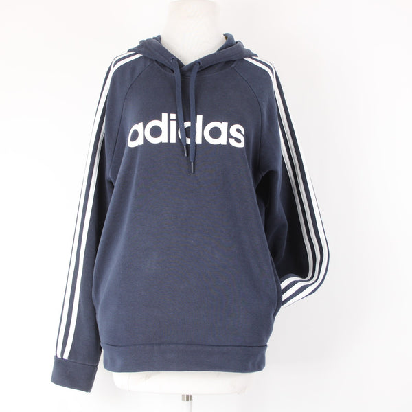 Adidas Sz S Navy Blue White Sleeve Stripes Adidas Logo Sweatshirt Hoodie Top