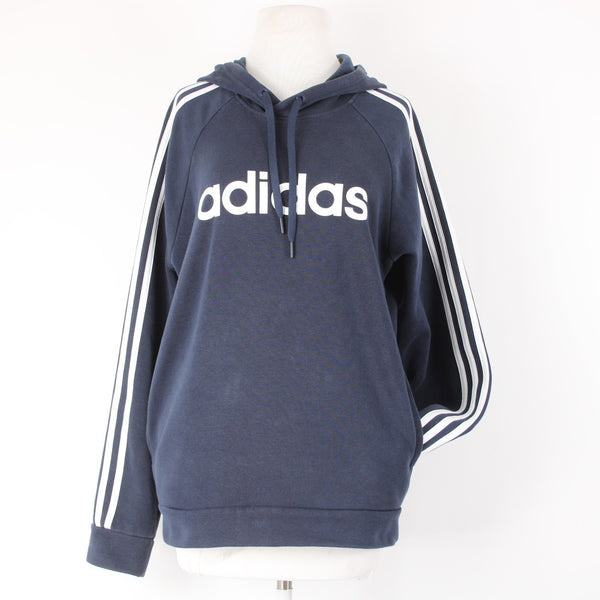 Adidas Sz S Navy Blue White Sleeve Stripes Adidas Logo Sweatshirt Hoodie Top